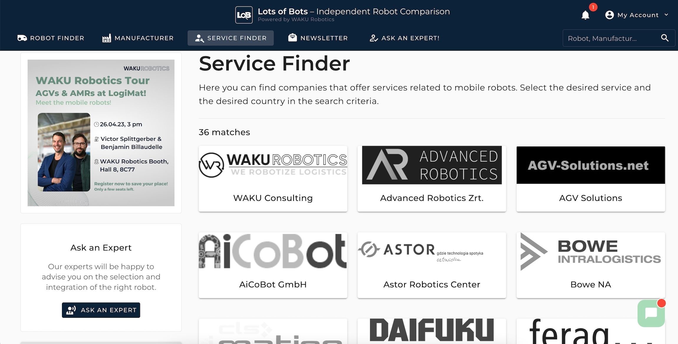 Lots Of Bots Service Finder